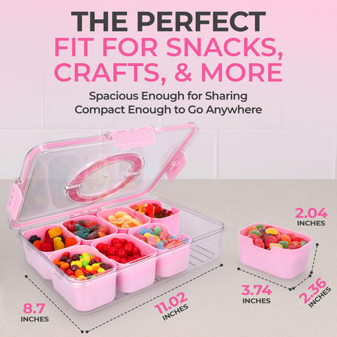 Pink large Keyvoz Snackle Box perfect for picnics and beach snacks.