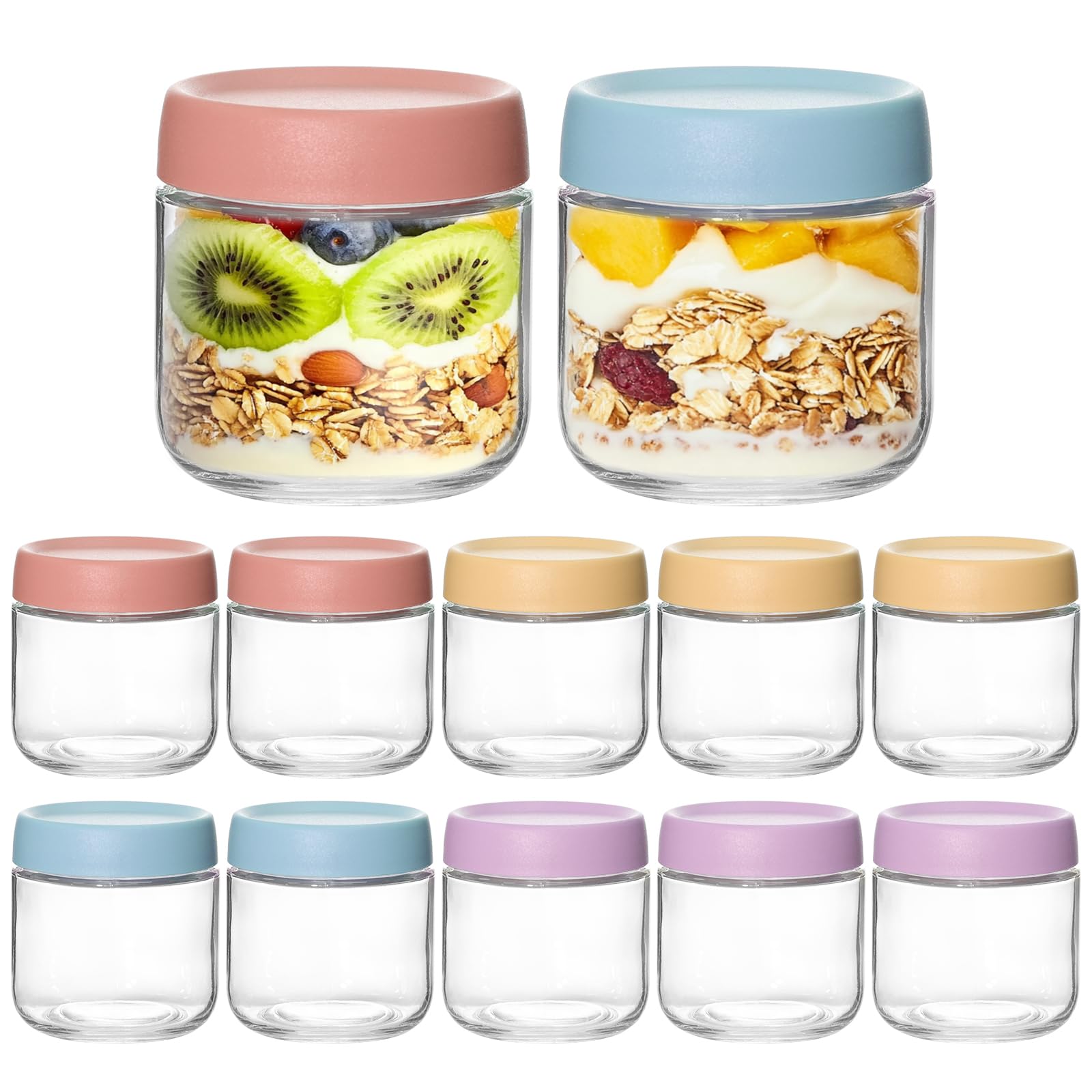 KeyWING 12-pack jars with lids for easy meal prep.
