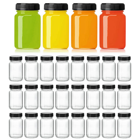 KEYWING 2oz glass shot bottle with lid for travel-friendly liquids
