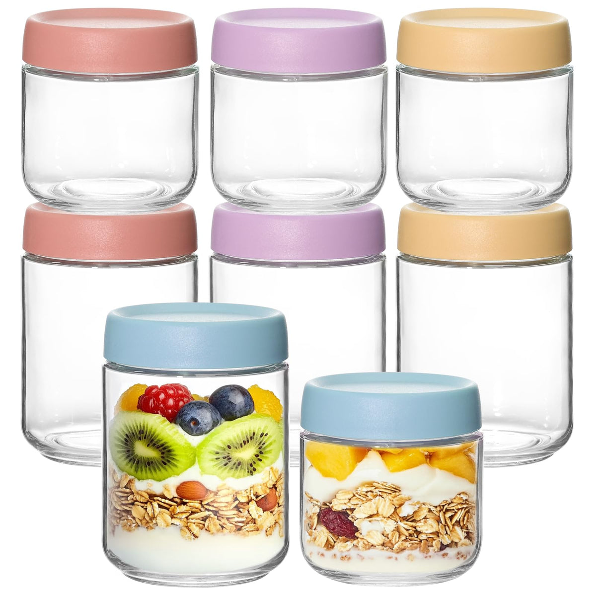 KEYWING 16oz jar with lid for meal prep and clear contents