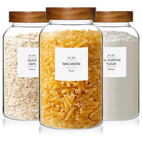 KeyWING 88oz glass jar with acacia wood lid for pantry storage and freshness