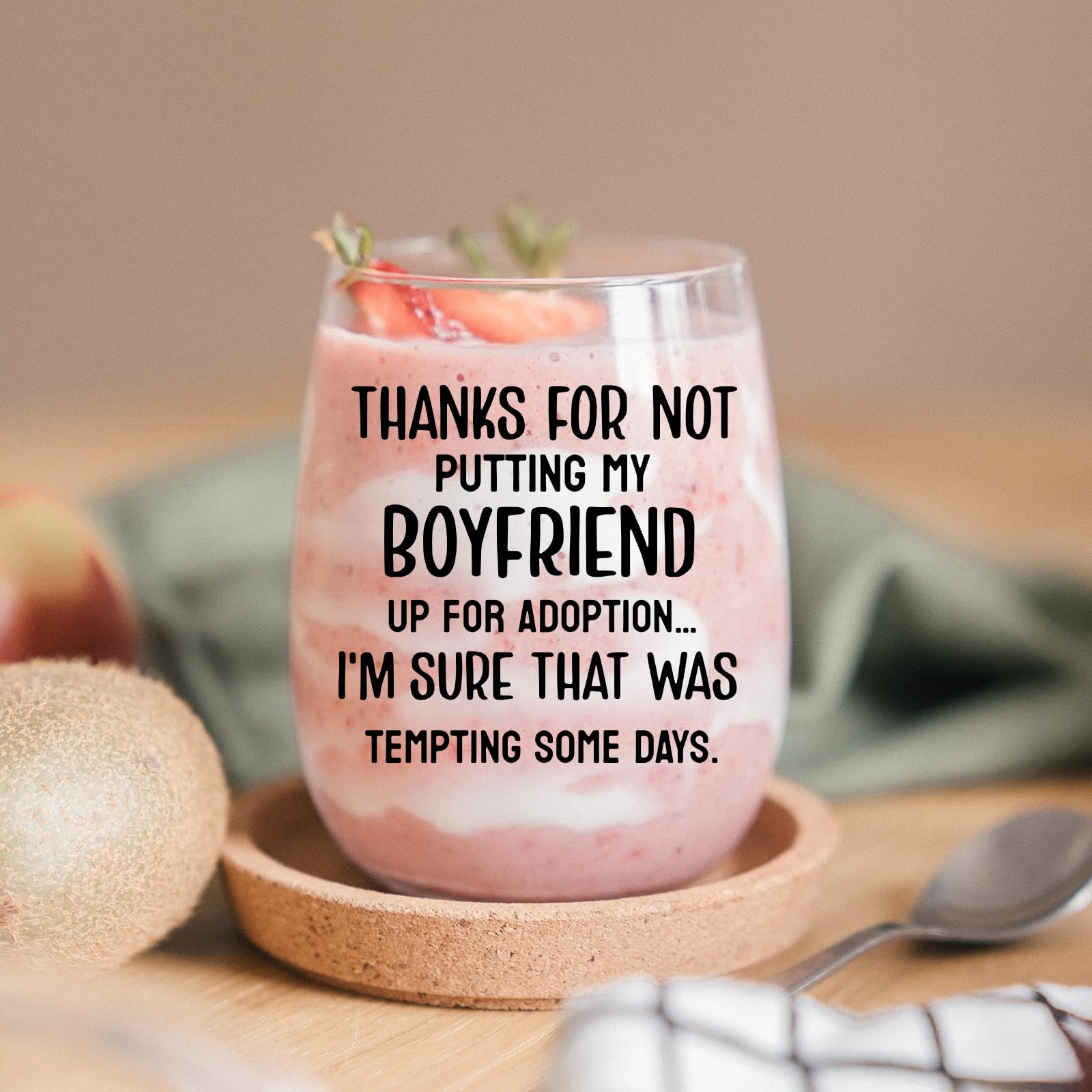 KFK stemless-wine-glass Christmas gift for mother-in-law—crystal clarity.