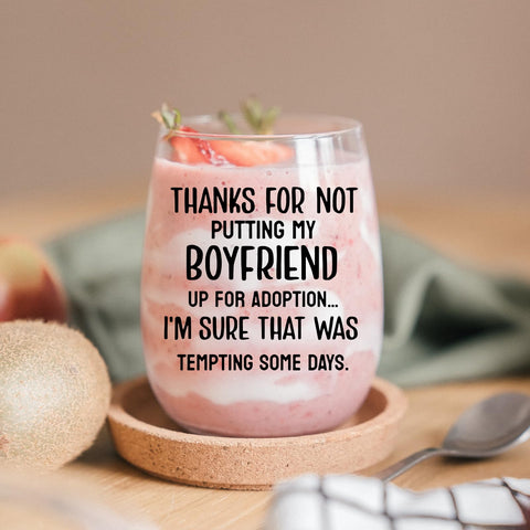 KFK stemless-wine-glass Christmas gift for mother-in-law—crystal clarity.