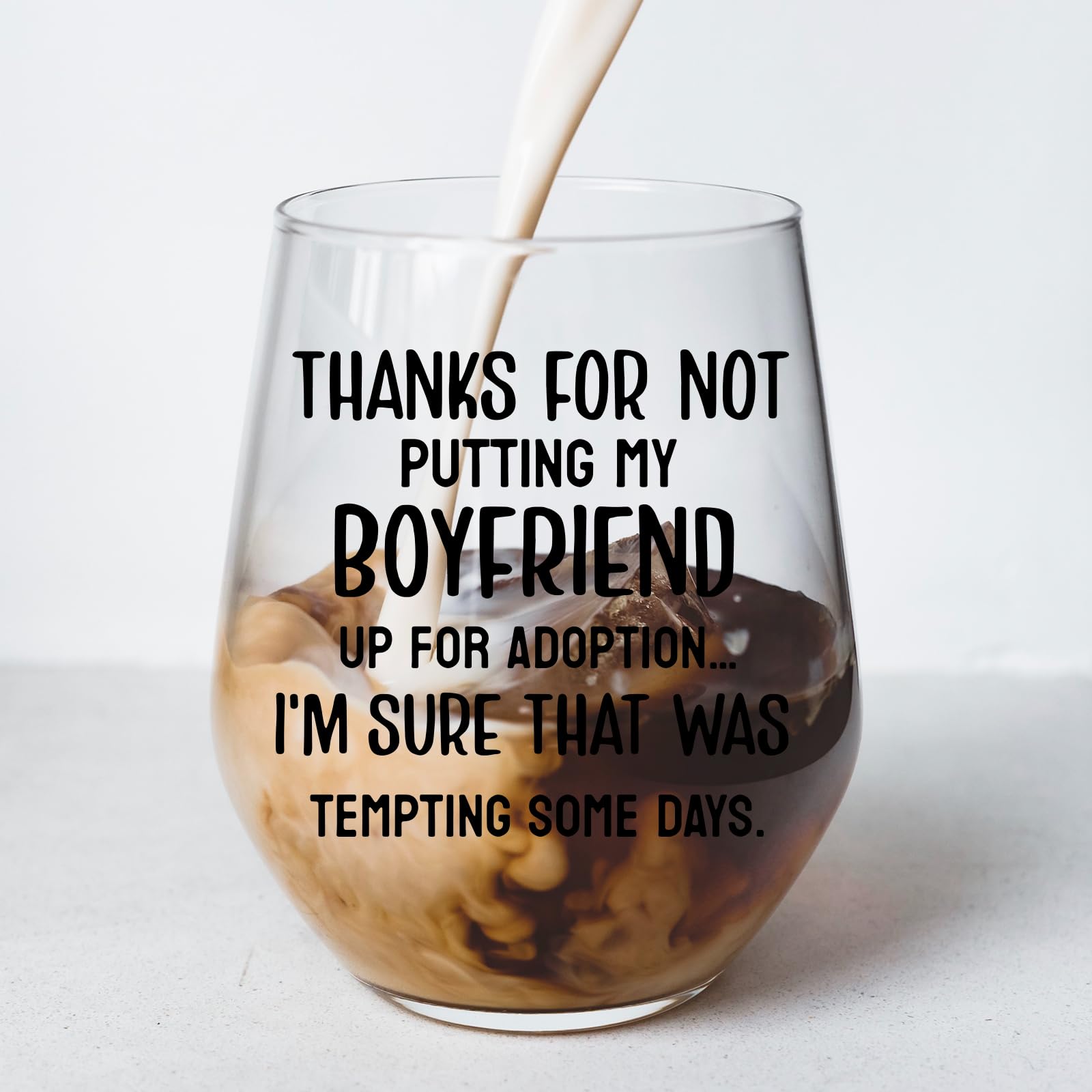 KFK stemless-wine-glass humor gift for mother-in-law—great for gatherings.