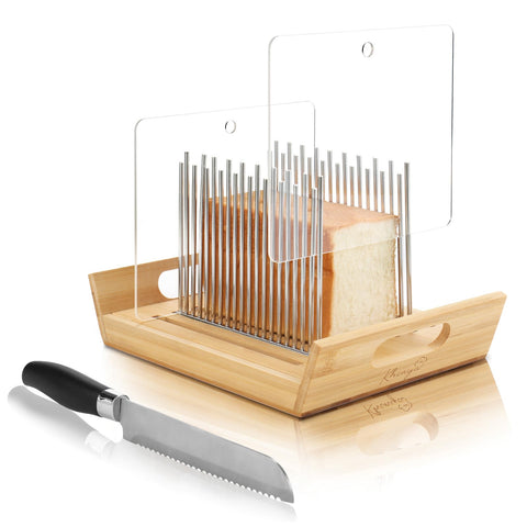 KHINYA bread slicer adjustable stainless steel guides for even cuts