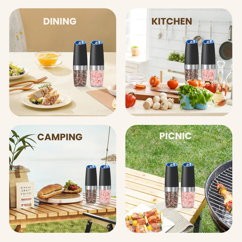 Kiaryuoll battery-powered grinders in a 2-pack for table use