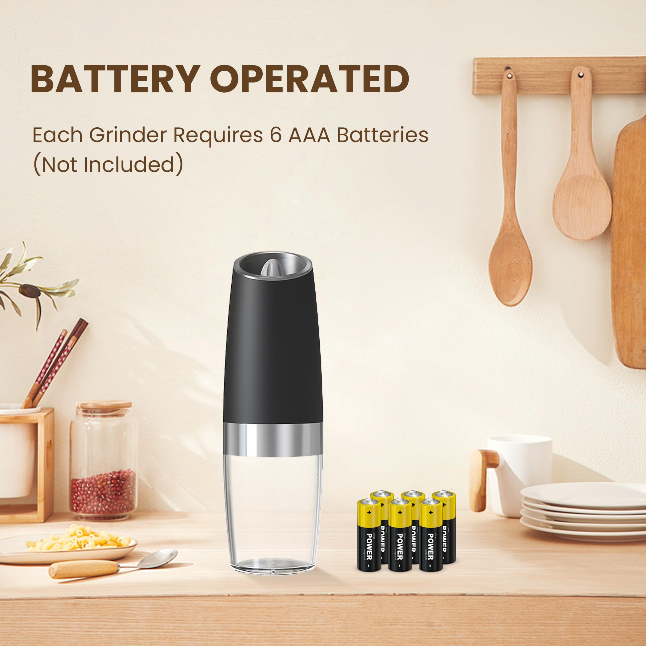 Kiaryuoll gravity pepper grinder in black housing for precise seasoning