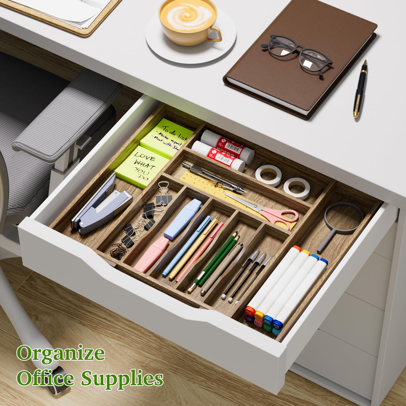 Kiasthome grooved dividers keep utensils within easy reach.