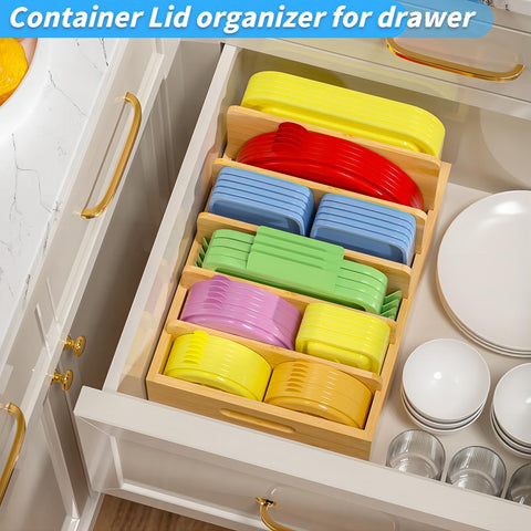 Kiasthome lid organizer features grabby handles for easy carrying.