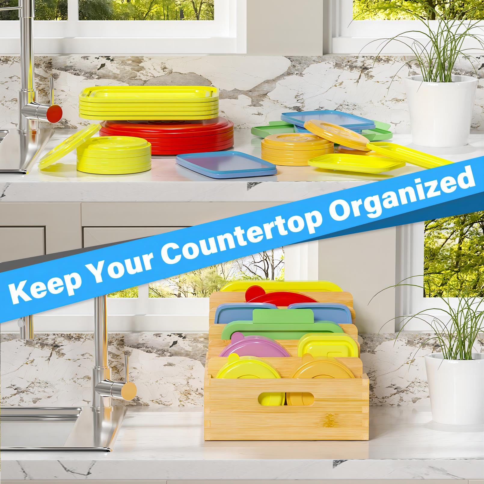 Kiasthome lid storage ideal for drawers, cabinets, and pantries.