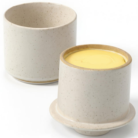 KIBAGA butter crock base with water seal preserves freshness on the counter.