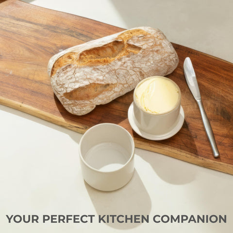 Durable ceramic KIBAGA butter crock built for daily use.