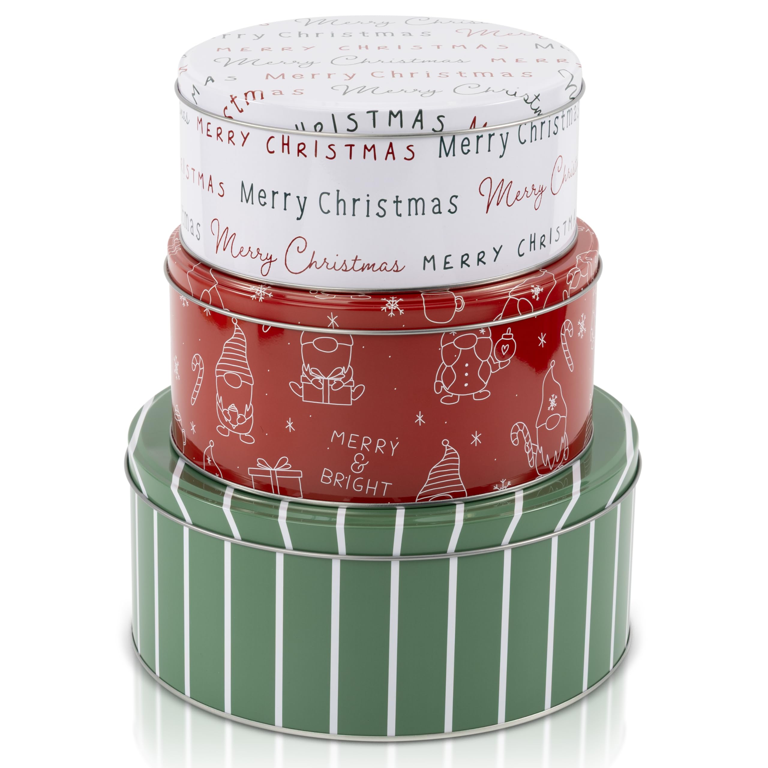 KIBAGA Christmas cookie tin on kitchen table, ready for gifting.