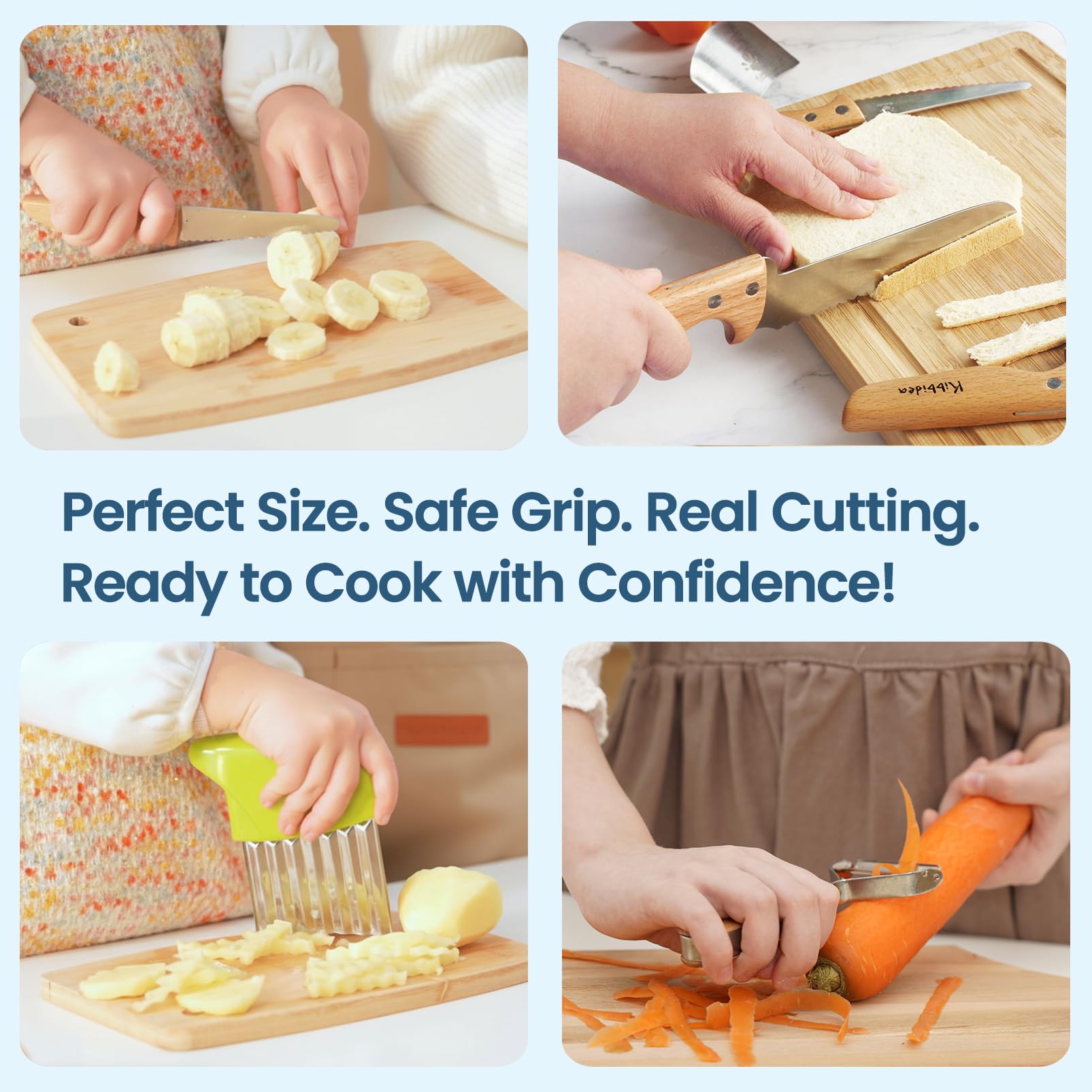 Kibbidea crinkle cutter adds fun shapes while teaching safe handling.
