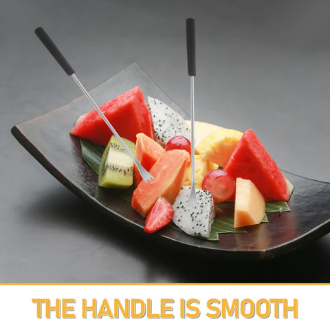 Kichvoe fondue forks provide safe distance from heat during dipping