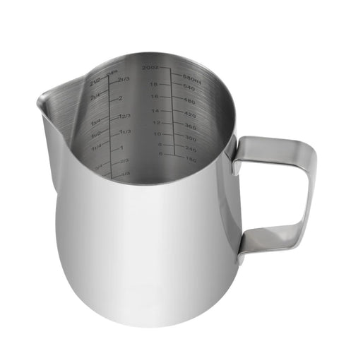 Kichwit stainless steel measuring cup with handle for comfortable grip.