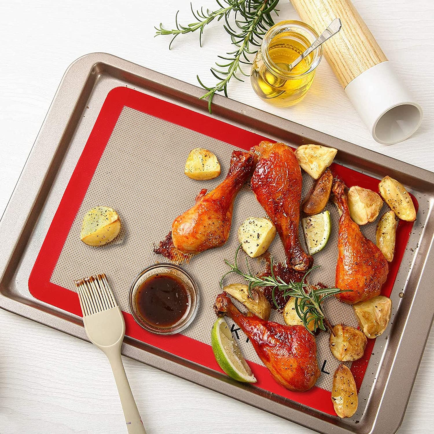 KICKOIL 3-pack silicone mats suit cookies, vegetables, fish, and more.