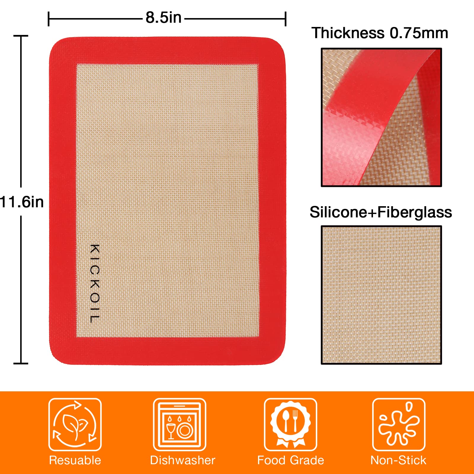 KICKOIL BPA-free silicone baking mat minimizes odors and preserves flavor purity.