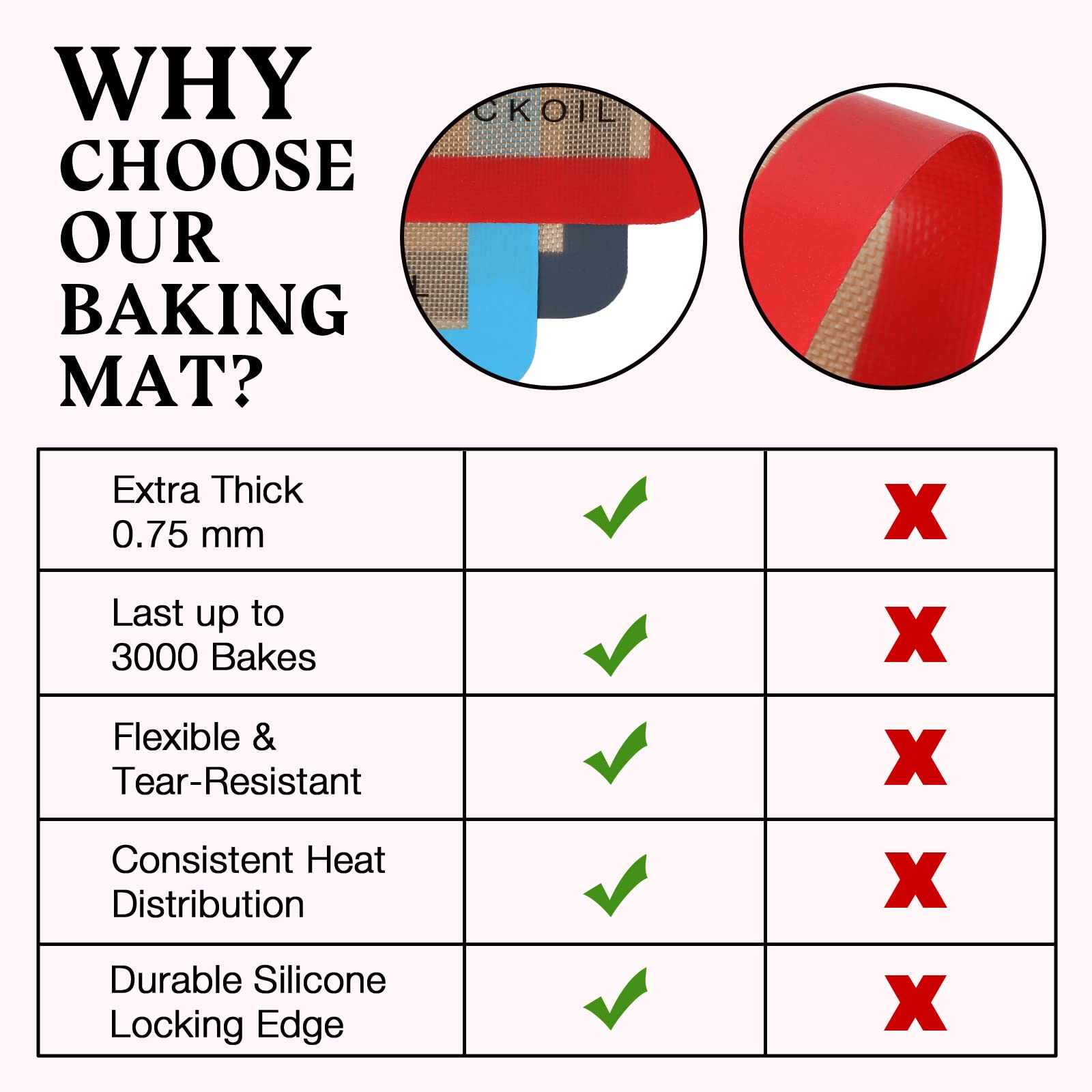 KICKOIL non-stick silicone baking sheet reduces oil and parchment usage.