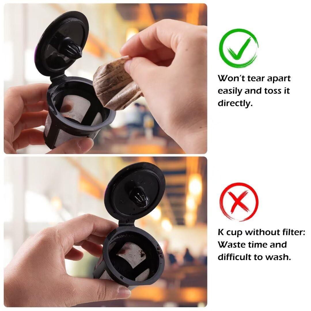 Short disposable filter for K-Cups, ideal for quick cleanup.