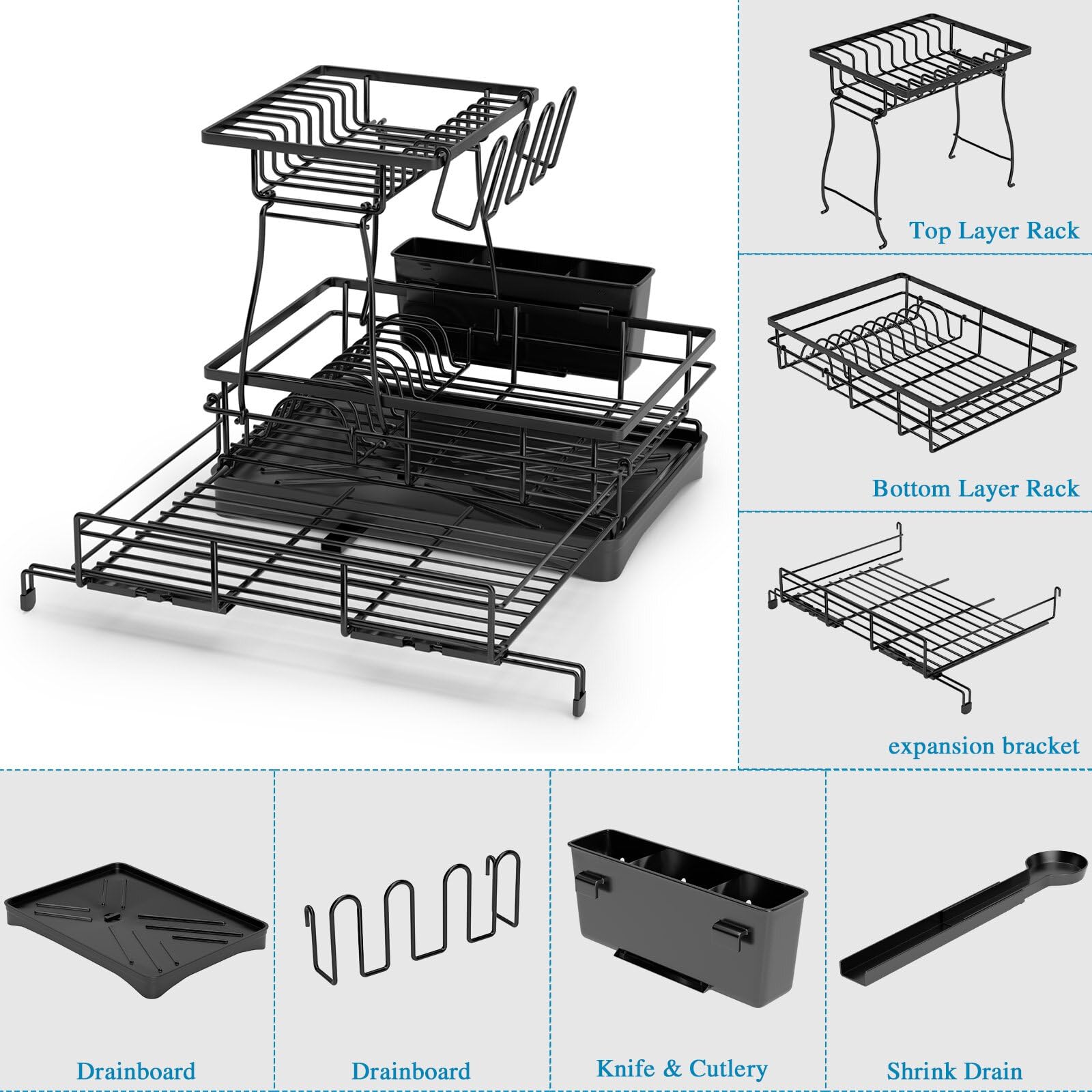 Kicyosl extendable legs stabilize the rack on uneven counters.