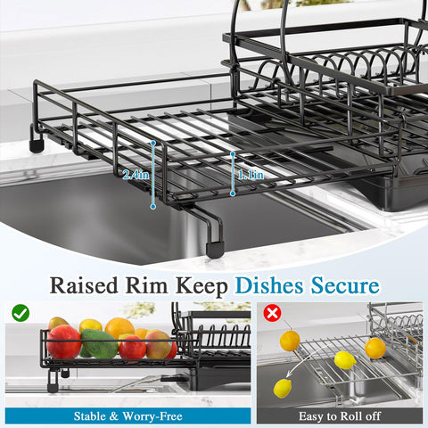 Kicyosl lower tray supports securely hold bowls and containers for drying.