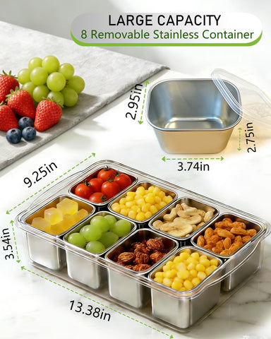 Kidinit Snackle Box 8-compartments interior keeps snacks organized