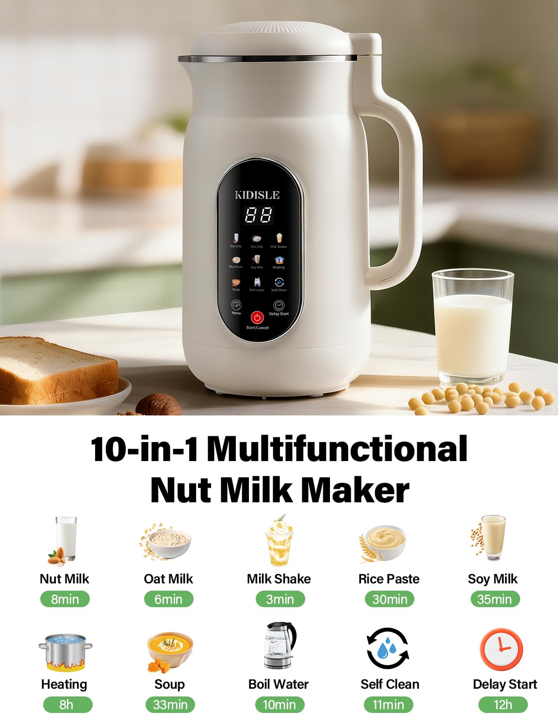 KIDISLE 10-in-1 soup maker shown as versatile all-in-one appliance