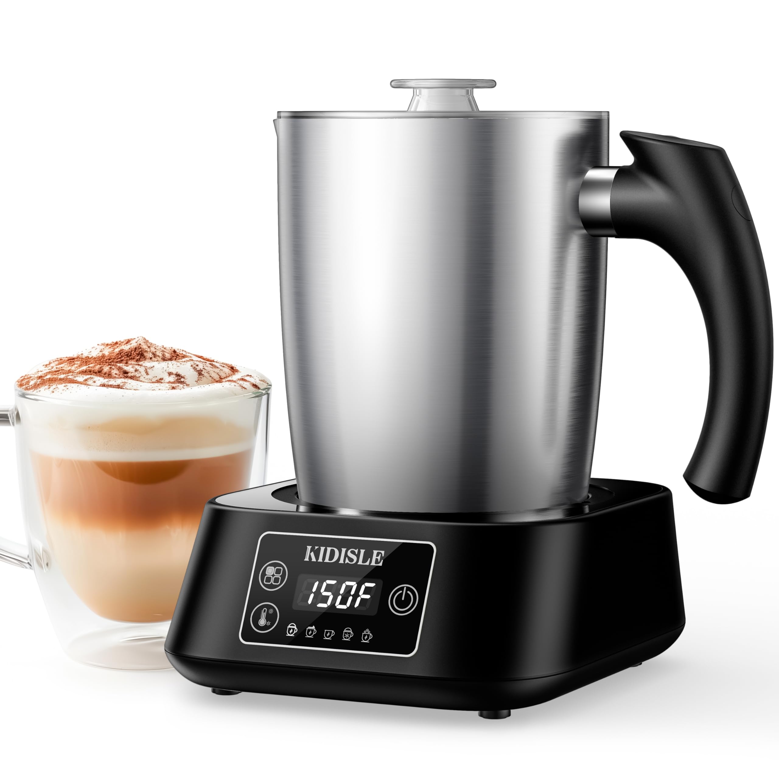 KIDISLE 5-in-1 milk frother front view for café-style drinks at home