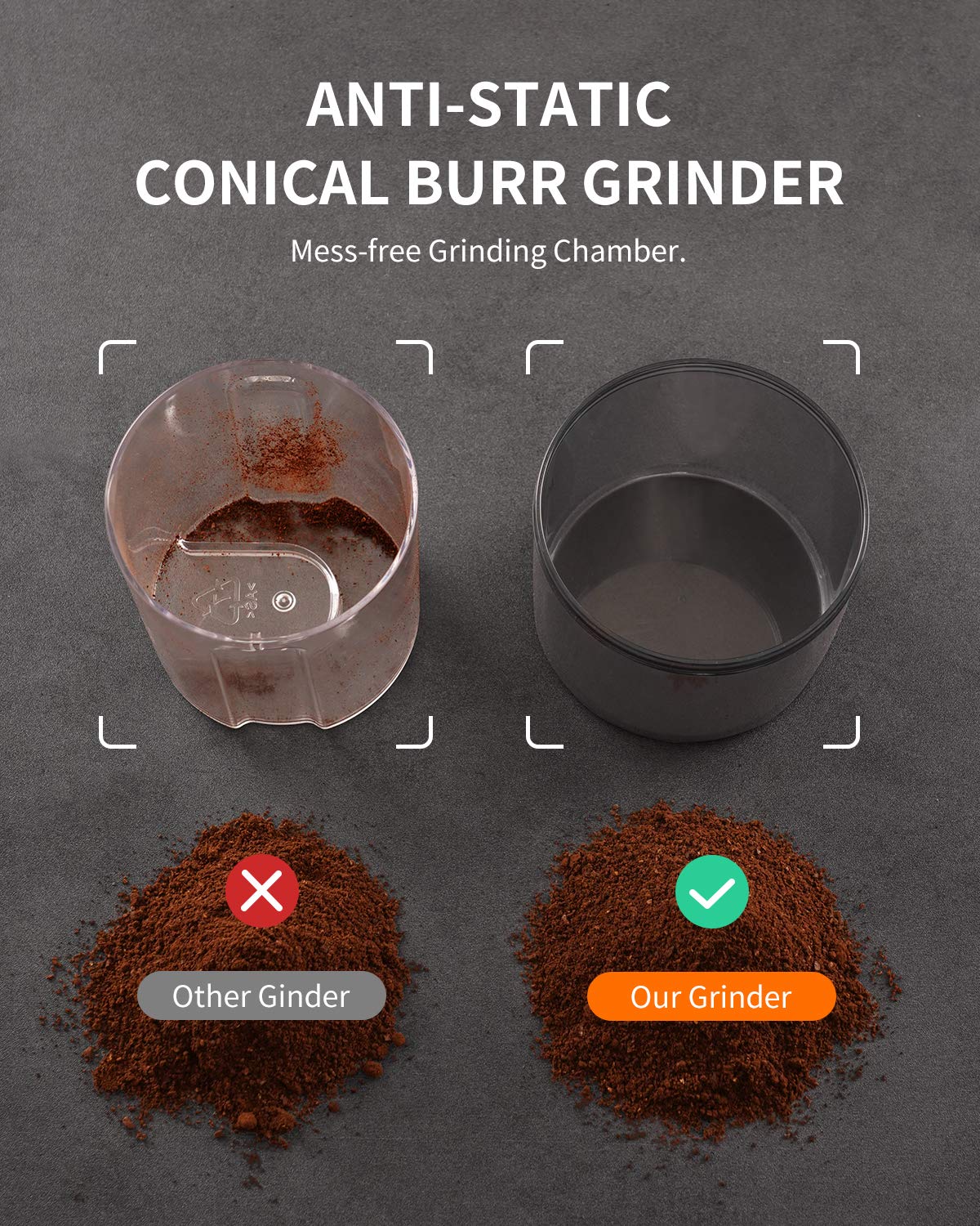KIDISLE Conical Burr Grinder provides consistent drip grind for balanced morning coffee