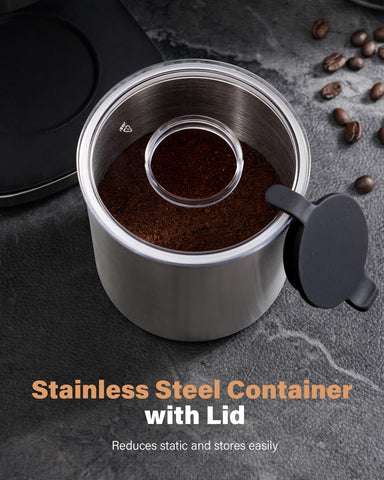 KIDISLE conical burr grinder anti-static design reduces grounds clumping for easy cleanup