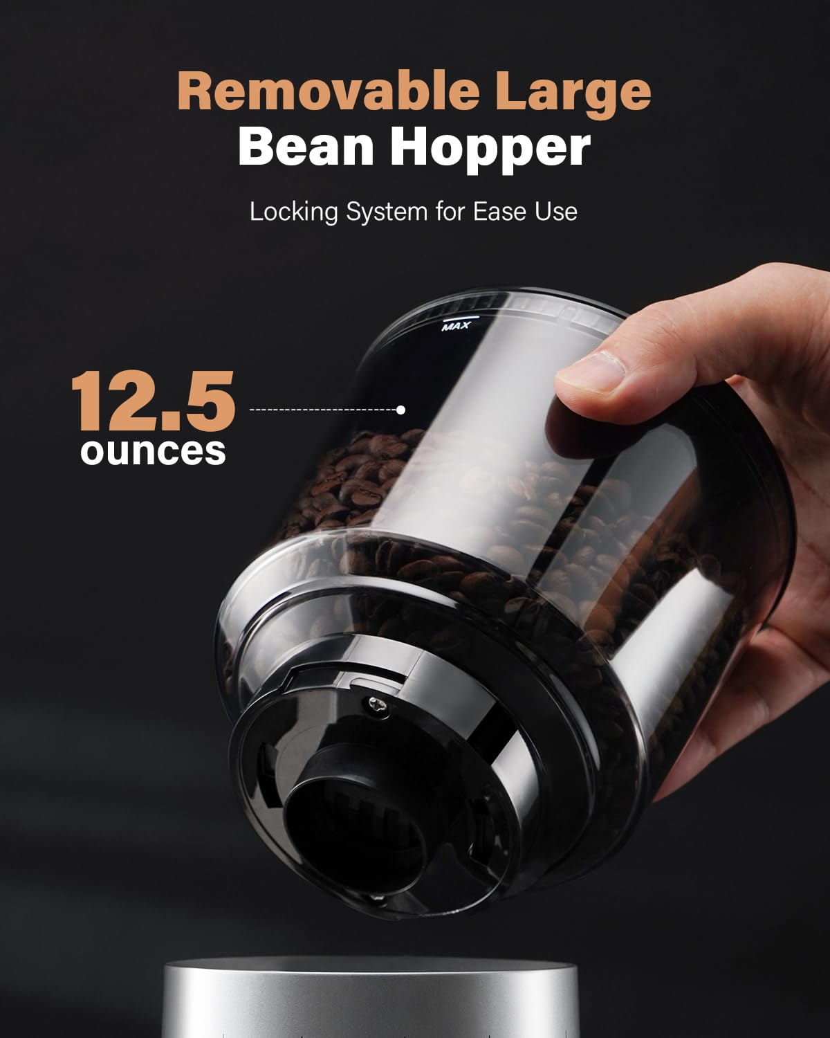 KIDISLE conical burr grinder in a modern kitchen ready for fresh grounds