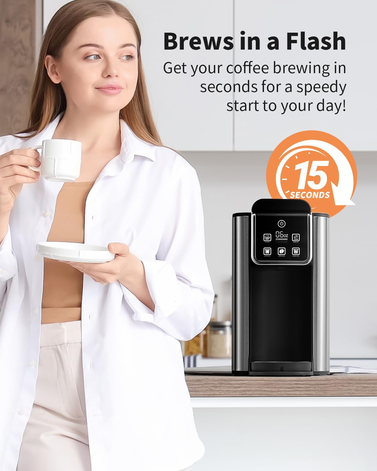 Kidisle fast, fresh-brewed coffee for quick mornings.