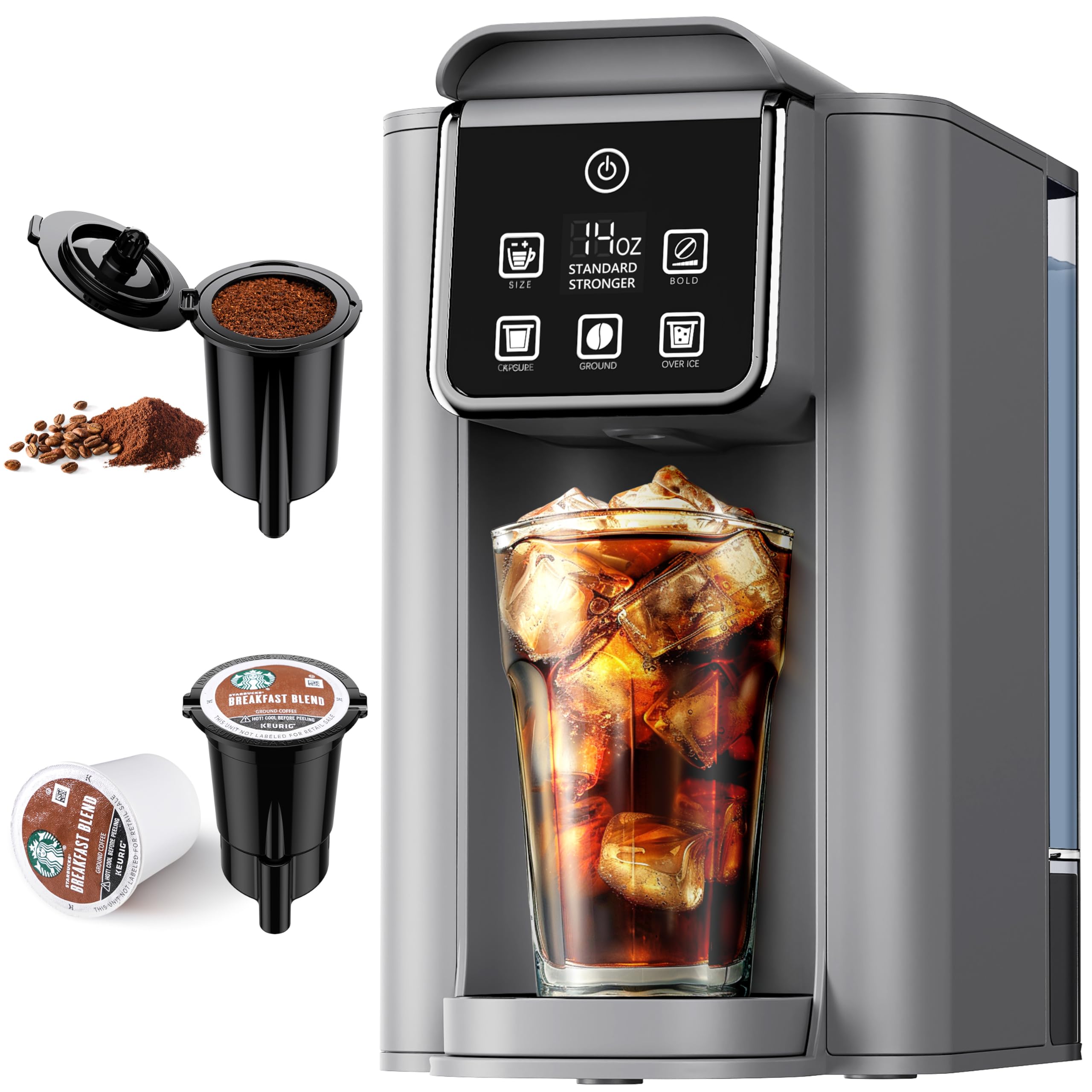 KIDISLE hot-iced coffee maker with bold setting for versatile brew options.