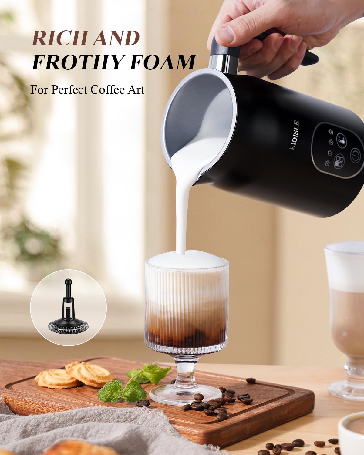 KIDISLE Milk Frother 4in1 keeps drinks warm for up to 30 minutes