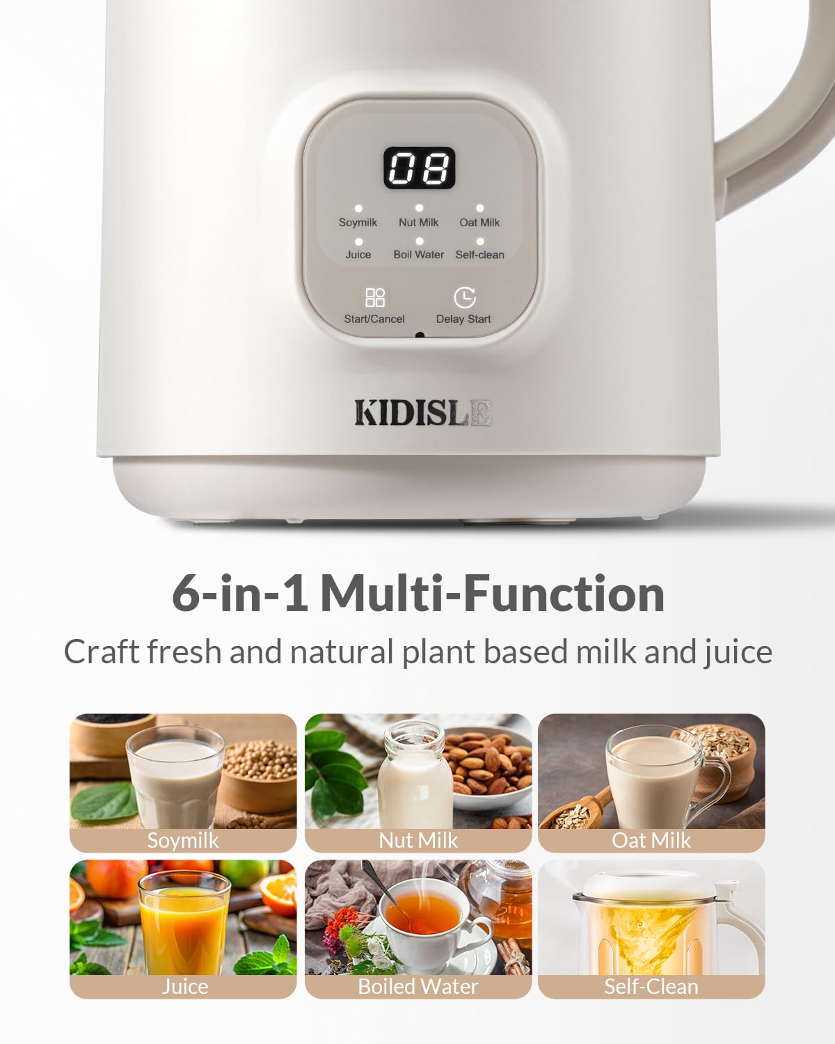 KIDISLE 20oz nut milk maker display touchscreen for simple one-touch operation.