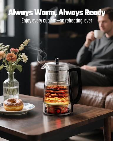 KIDISLE percolator automatic keep-warm feature maintains warmth after brewing.