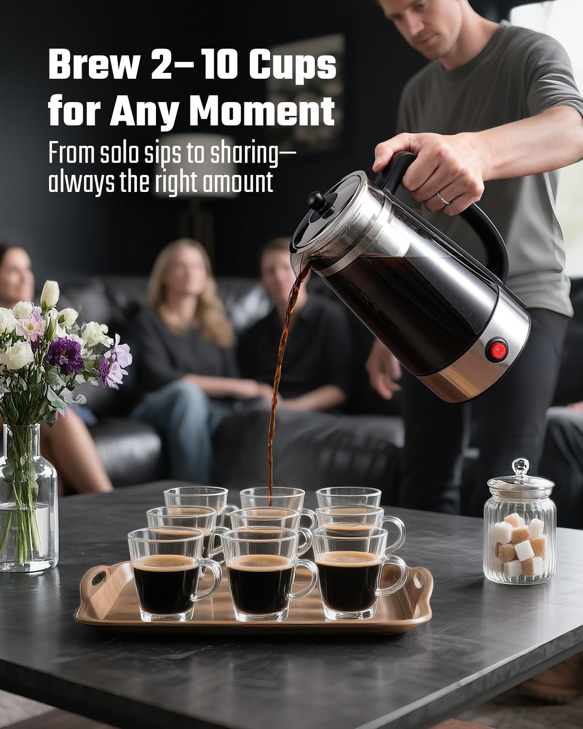 KIDISLE percolator cool-touch handle for safe pouring and comfort.