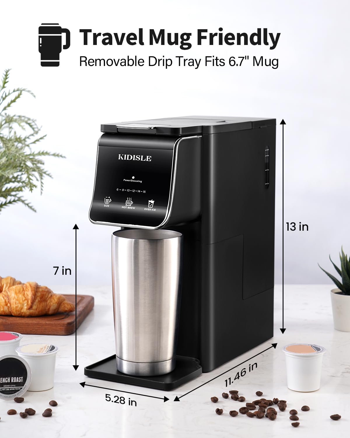 KIDISLE black compact design saves counter space with versatile use.