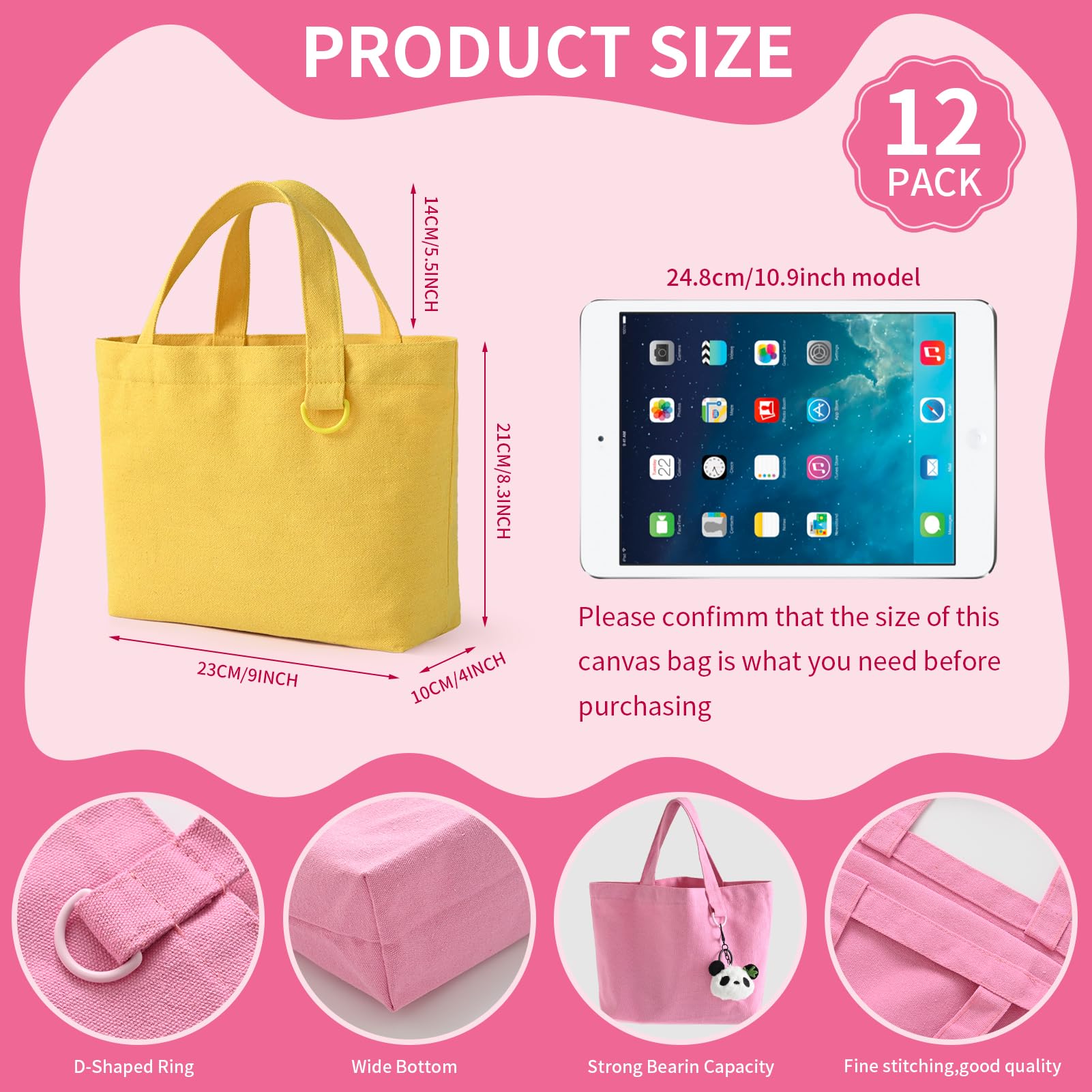 KIDJFGG compact tote is perfect for lunches, cosmetics, or small shopping trips.