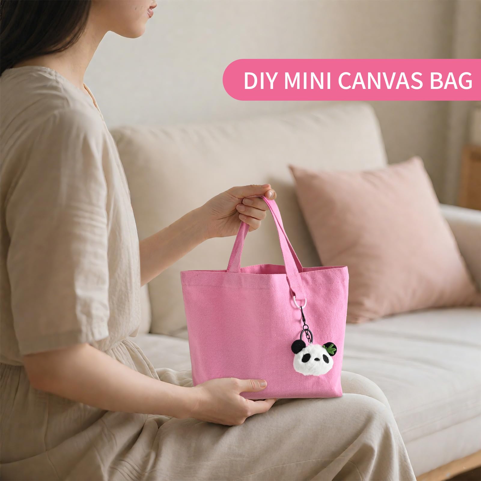 KIDJFGG customizable canvas tote ideal for fabric paint, embroidery, or heat transfer.
