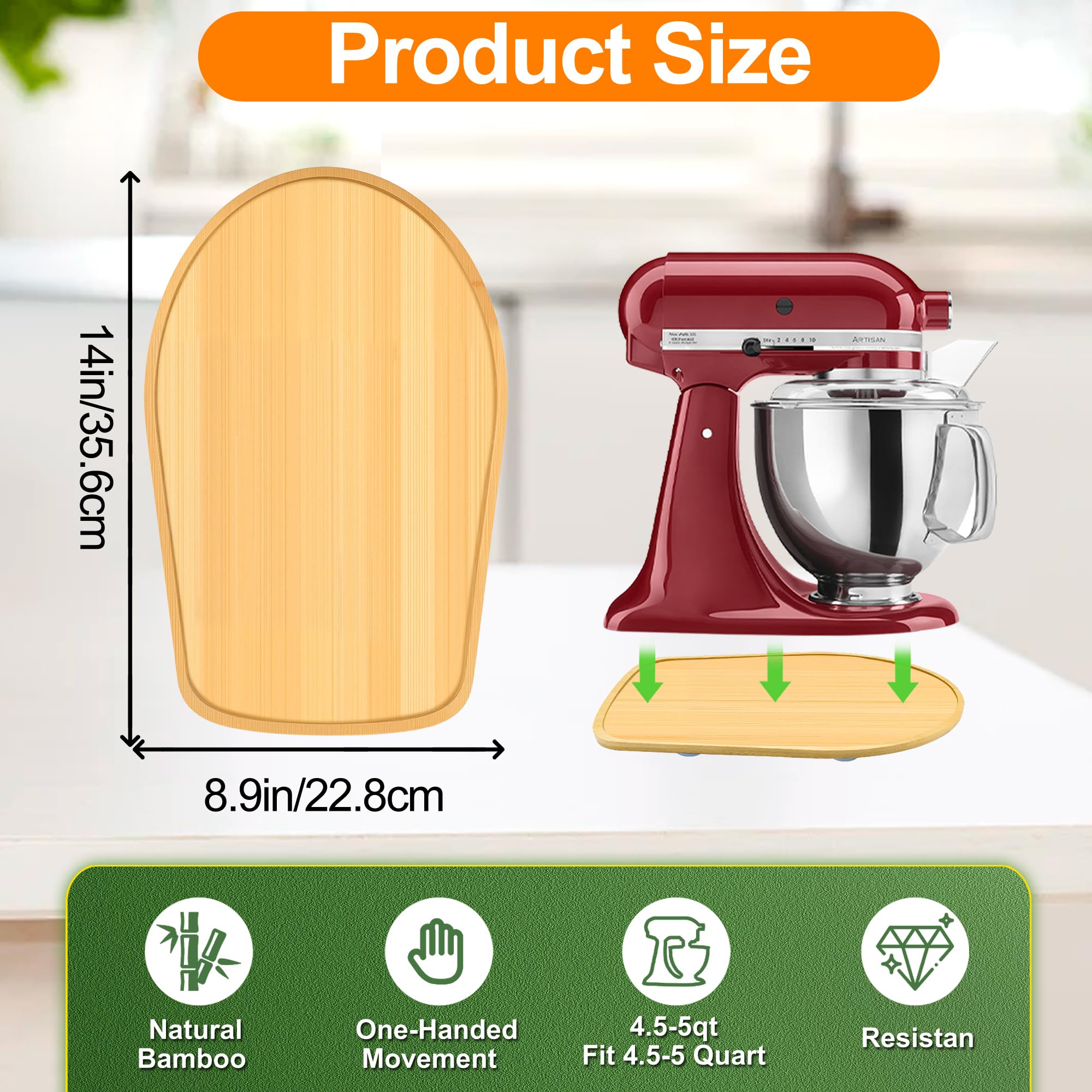 KIDOT bamboo slider on KitchenAid base illustrating smooth movement