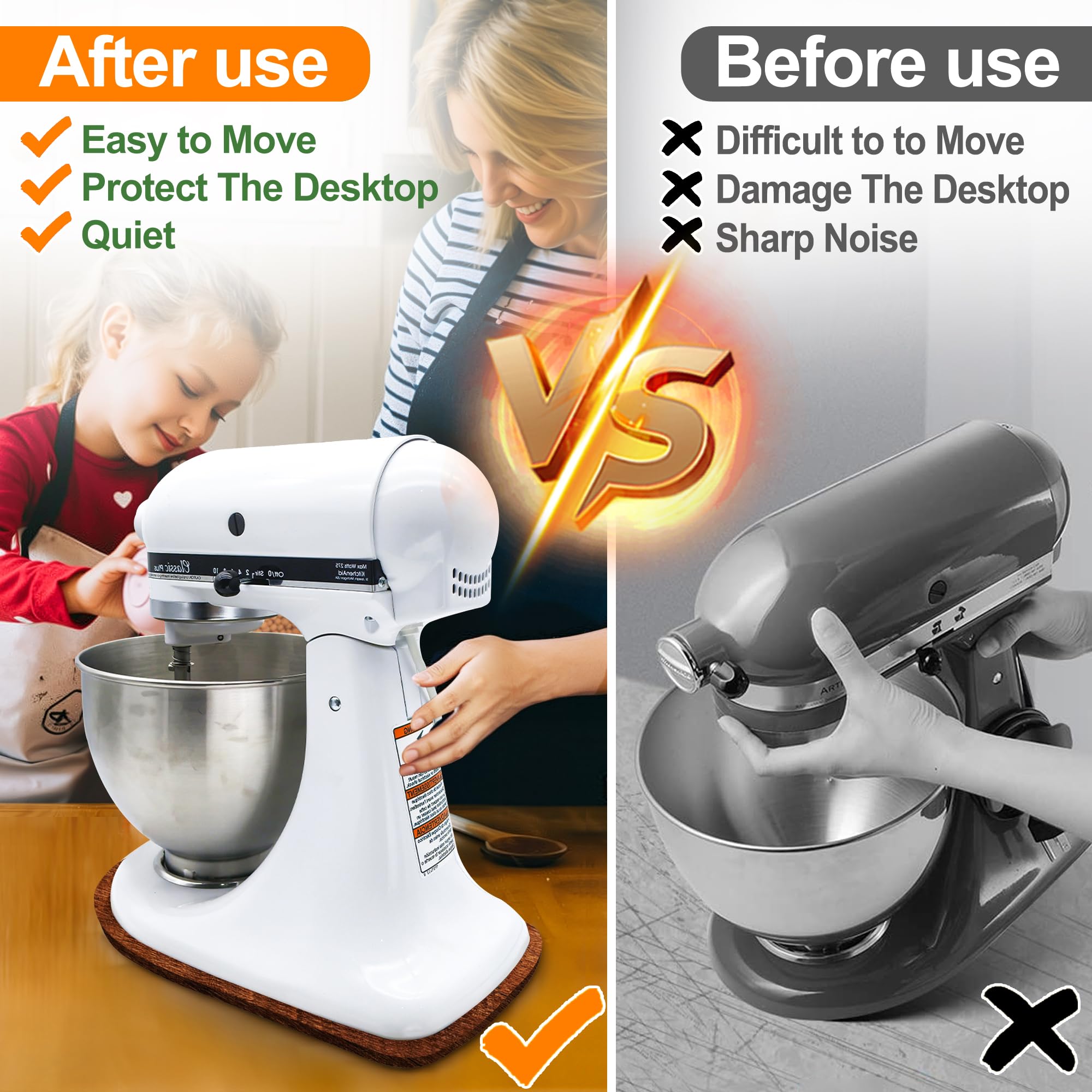 KIDOT Wooden Mixer Slider supports 4.5-5 Qt Tilt-Head models, including Artisan and Classic.