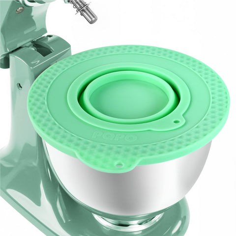 KIDOT silicone mixer bowl cover on tilt-head KitchenAid, snug fit reduces splatter
