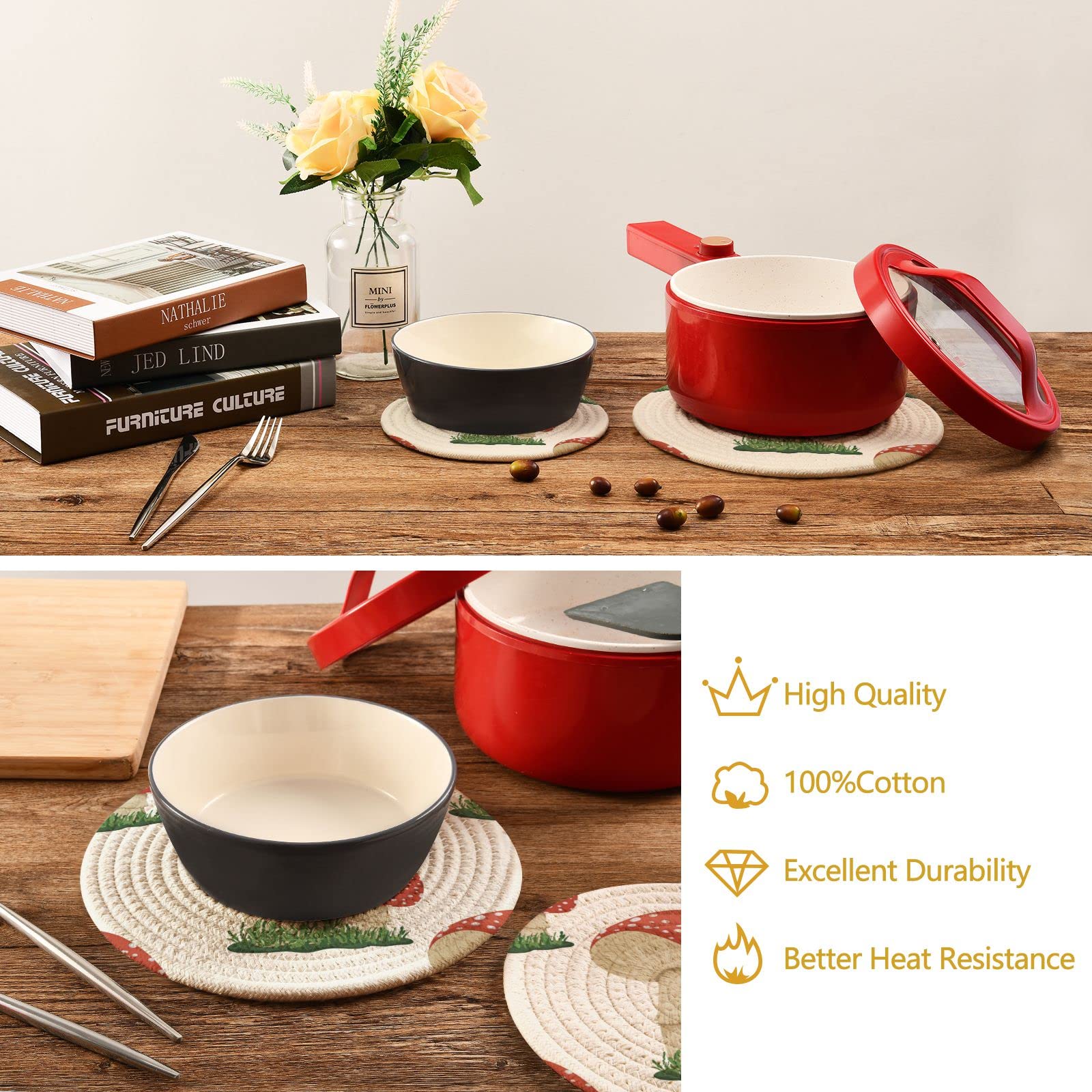 Kigai non-slip absorbent trivet stays in place during cooking and serving.
