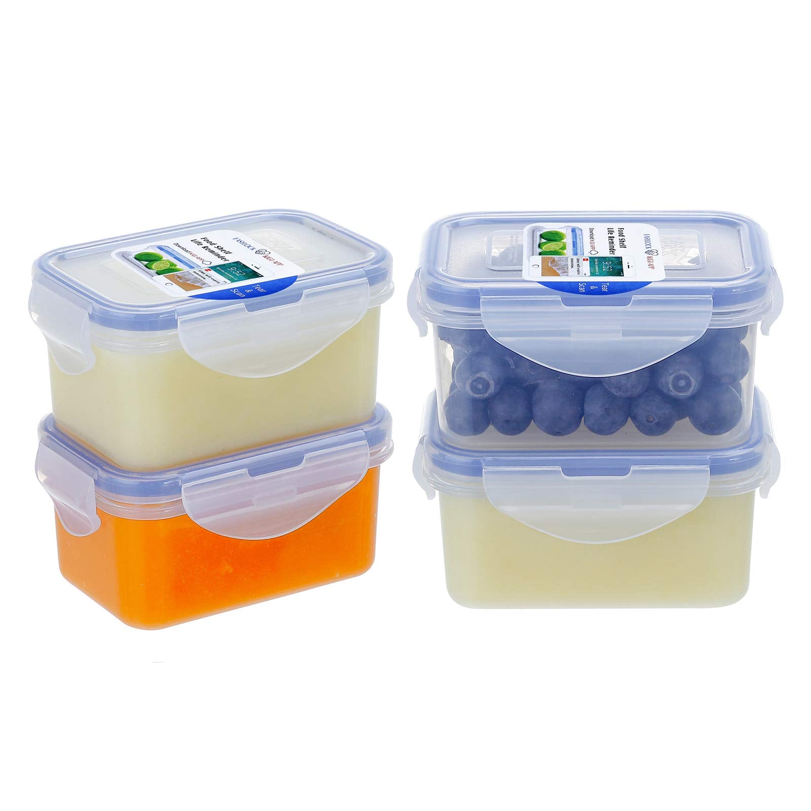 KIGI 4-pack 6oz containers with lids for organized pantry storage.