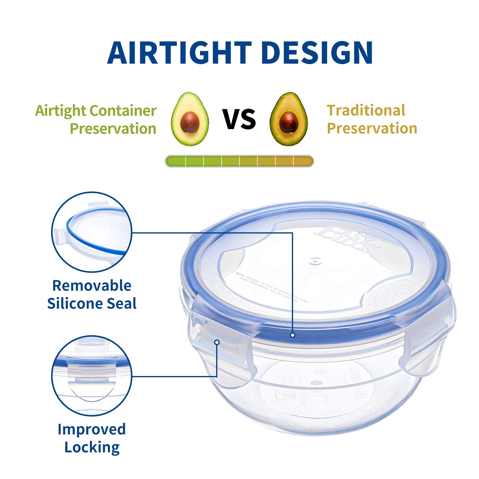 KIGI round stackable food containers help keep freezer and cabinet organized.