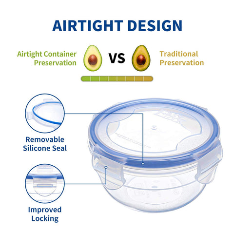 KIGI round stackable food containers help keep freezer and cabinet organized.