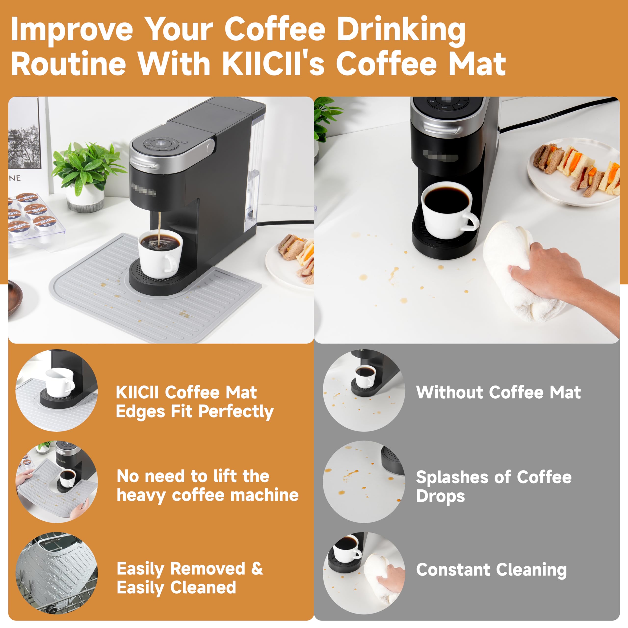 Kiicii dishwasher-safe mat for quick, effortless cleaning.