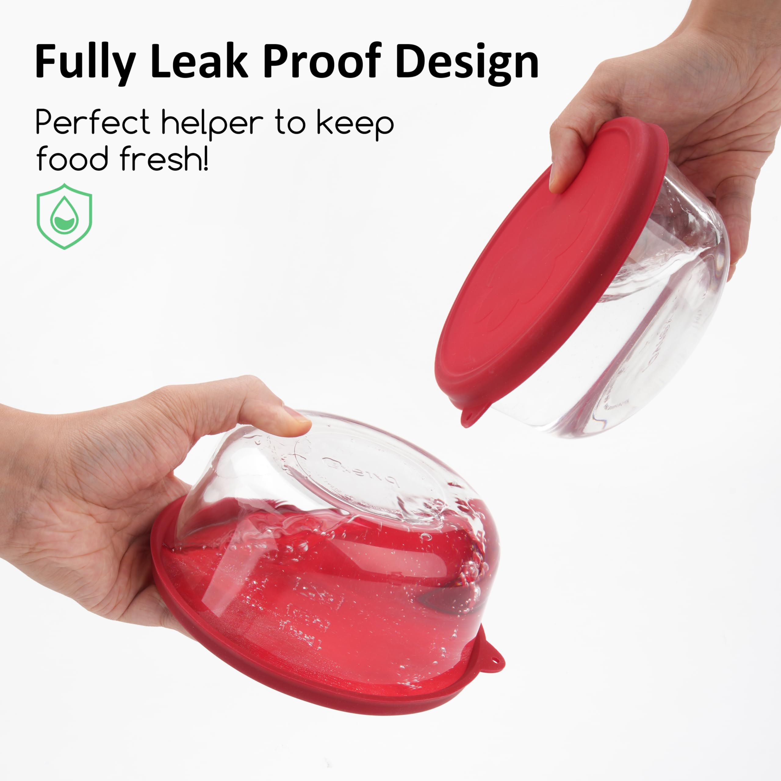 Elastic Kiicii silicone lid provides snug fit on various glass bowls